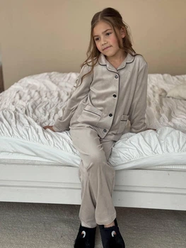 Тепленький и стильный домашний велюровый костюм для детей и подростков Плюш 152см Серый
