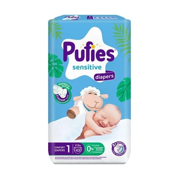 Детские подгузники Pufies Sensitive размер 1 (2-5 кг) 43 шт