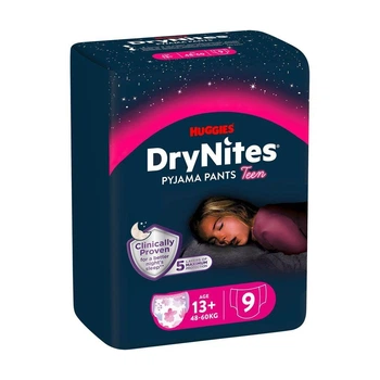 Ночные подгузники-трусики Huggies DryNites для девочек 13+ лет (48-60 кг) 9 шт