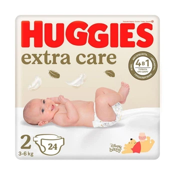 Дитячі підгузки Huggies Extra Care Jumbo розмір 2 (3-6 кг) 24 шт