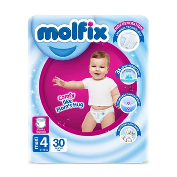 Детские подгузники-трусики Molfix Twin Maxi размер 4 (9-14 кг), 30 шт Детские одноразовые подгузники с эластичными резинками и индикатором влаги Памперсы трусиками пантс для детей