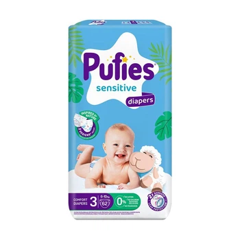 Детские подгузники Pufies Sensitive размер 3 (6-10 кг) 62 шт