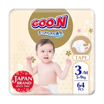 Детские подгузники Goo.N Premium Soft, размер 3(M) (5-9 кг), 64 шт Детские одноразовые подгузники с индикатором влаги и надежной фиксацией Памперсы для детей