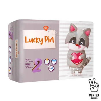 Дитячі підгузки LuckyPin розмір 2 (3-6 кг), 27 шт Дитячі одноразові підгузники з індикатором вологи та миттєвим поглинанням Памперси для дітей