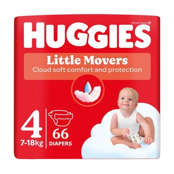 Детские подгузники Huggies Little Movers Mega размер 4 (7-18 кг) 66 шт