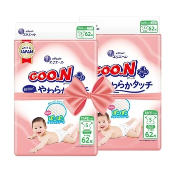 Детские подгузники Goo.N Plus размер S (4-8 кг) 2*62 шт