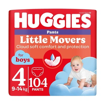 Детские подгузники-трусики Huggies Little Movers Pants для мальчиков размер 4 (9-14 кг) 104 шт