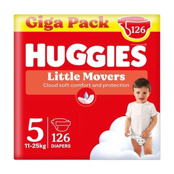 Дитячі підгузки Huggies Little Movers розмір 5 (11-25 кг), 126 шт Дитячі одноразові підгузники з захистом від протікань та сухістю до 12 годин Памперси для дітей