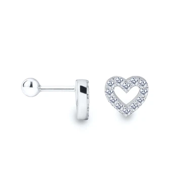 Серьга для хеликса из белого золота Золотое сердце (з40104)