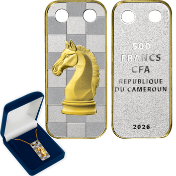 Рік Коня, 500 франків КФА, срібна монета кулон у рамці 2026 (1252994)