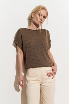 Топ з шовковистої віскозної пряжі Розмір L-XXL (48-52) Капучино