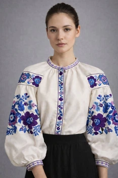 Заготовка для вишивки жіночої блузки NytkaArt БЖ(бохо)Л228-1 тканина айворі домоткана