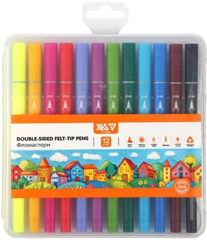 Фломастеры двусторонние YES O’range Line 12 цветов (650575)