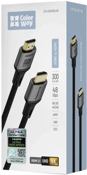 Кабель ColorWay HDMI-HDMI V2.1 8K 3 м Black (CW-CBHD089-BK)