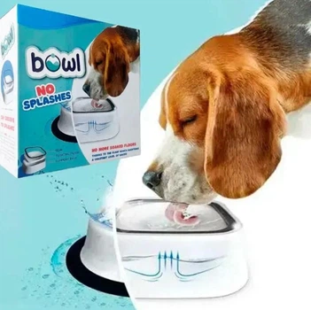 Миска поїлка непроливайка з плаваючим диском для собак і кішок No Splashes Bowl 2611 1,5л Біла