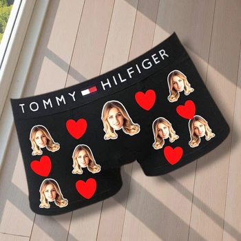Труси чоловічі боксери Tommy Hilfiger з вашим фото та написом XL чорний