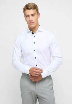 Чоловіча біла сорочка з котрасним воротом та манджетами SLIM FIT розмір 41