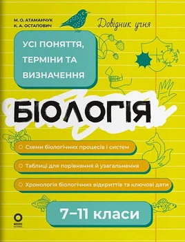 Книга «Біологія. Усі поняття, терміни та визначення. 7–11 класи». Автор - М. О. Атаманчук