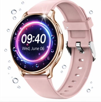 Смарт-годинник жіночий Uwatch Smart G35 з рожевим ремінцем для спорту та фітнесу