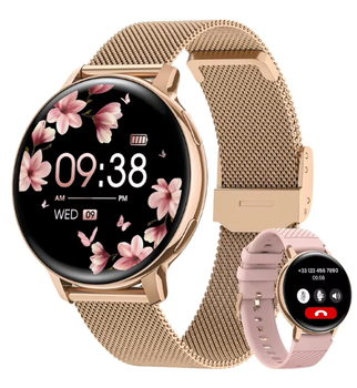 Жіночий смарт-годинник Smart G35 Gold розумний із двома ремінцями та функцією відповіді на дзвінки