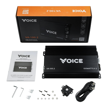 Автомобильный 2-канальный усилитель Voice VA-100.2, 2×100 Вт RMS, класс AB, мист 300 Вт