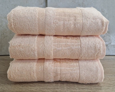 Набор турецких бамбуковых махровых полотенец Zeron 3 штуки 50х90 Bamboo Juicy Peach