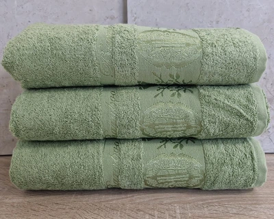 Набор турецких бамбуковых махровых полотенец Zeron 3 штуки 70х140 Bamboo Green