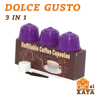 Багаторазові капсули для кавомашин Dolce Gusto — 3 шт, фіолетові з ложечкою