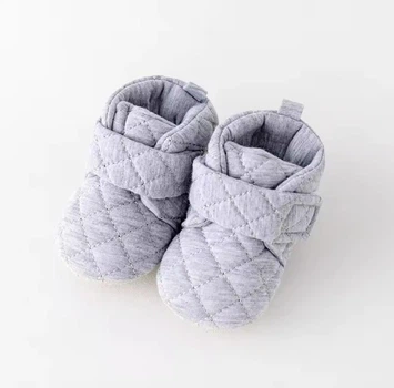 Мягкие пинетки "Toesies" для малышей с липучкой и нескользящей подошвой (длина стельки 12 см) (6-12 месяцев) серый (KS1054)