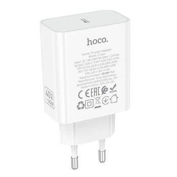 Адаптер сетевой HOCO Source single port PD charger C162A |1Type-C, 40W/3A, PD/QC|