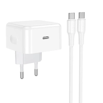 Адаптер сетевой HOCO C to C cable Speed single port PD charger set C161A |1Type-C, 40W/3A, PD/QC|