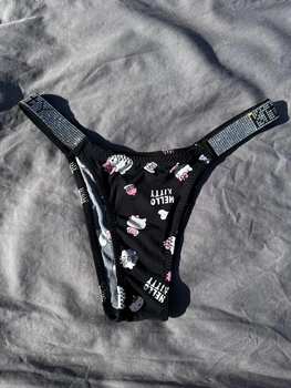 Трусики жіночі зі стразами чорні Хеллоу Кітті Victoria Secret Hello Kitty, S/M