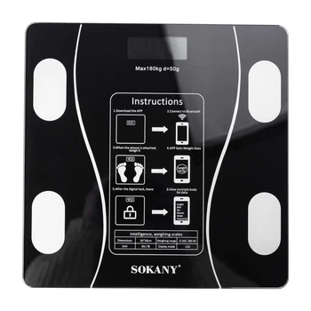 Напольные смарт-весы Sokany SK-19019B Black с Bluetooth и диагностикой состава тела (107-80-SK-19019B)