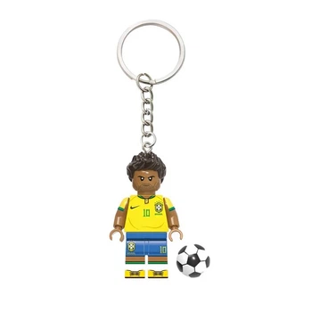 Коллекционный брелок-минифигурка Неймар (Neymar Jr.) сборная Бразилии, серия «Звезды мирового футбола», на ключи и рюкзак