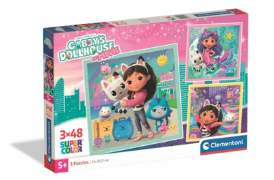 Пазл Clementoni: SuperColor — Gabby's Dollhouse / Ляльковий будиночок Габбі (3 x 48 елементів) — 25002