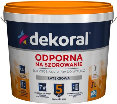 Фарба білосніжна латексна Dekoral Akrylit W LATEKSOWA 5л