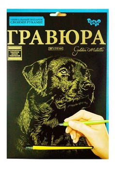 Гравюра "Golden Metallic: Собака" (А4) Dankotoys (41033)