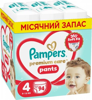 Подгузники-трусики Pampers Premium Care Pants Размер 4 (9-15 кг) 94 шт (8006530320160)