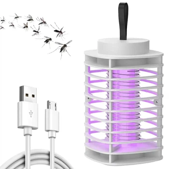 Электрическая лампа ловушка от комаров Y15 USB 3 Вт с петелькой для подвешивания Белая компактный уничтожитель насекомых для дома и офиса