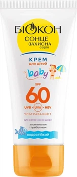 Сонцезахисний крем дитячий Біокон Baby SPF 60 водостійкий 60 мл