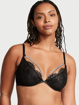Бюстгальтер без пуш ап со стразами черного цвета Victoria's Secret р. 30D/65D арт. 30110