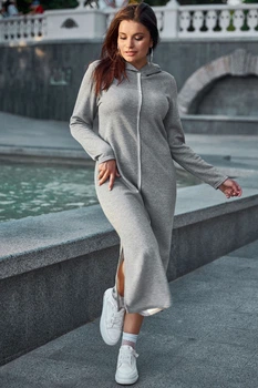 Жіноча сукня plus size з тринитки з люрексом з капюшоном Seventeen 2XL Сірий (2000000154183)