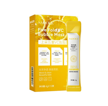Sadoer Five Fold VC Bubble Mask - Очищаюча бульбашкова маска для обличчя з вітаміном C 12 шт.