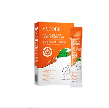 Sadoer Composite Acid Carrot Foam Mask - Морквяна бульбашкова маска, що очищає, з кислотами 12 шт.