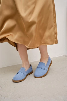 Жіночі туфлі PARADIZE SHOES з натуральної замші блакитного кольору 39 розмір (устілка 26 см)
