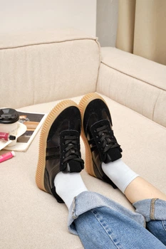 Женские кеды PARADIZE SHOES черного цвета из натуральной замши и кожи на высокой подошве 40 размер (стелька 26 см)