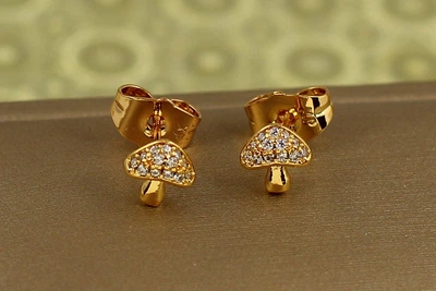 Серьги гвоздики Xuping Jewelry Грибочки 7 мм золотистые