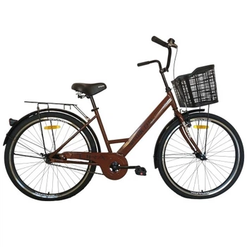Велосипед SPARK CITY LIRA (колеса - 26", стальная рама - 17") с корзиной коричневый
