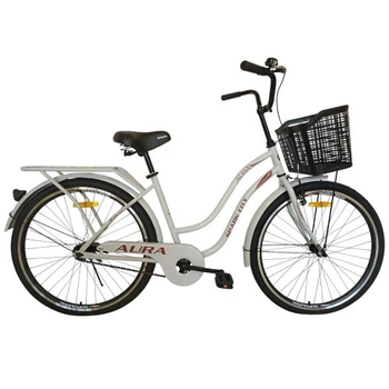 Велосипед SPARK CITY AURA (колеса - 26", стальная рама - 17") с корзиной холодно-серый