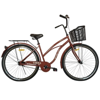 Велосипед SPARK CITY VISTA (колеса - 28", стальная рама - 18") с корзиной темно-бордовый